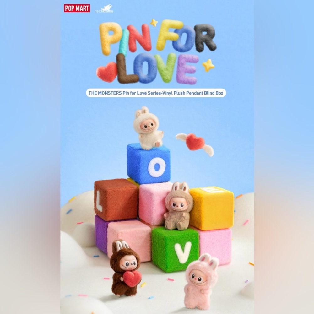 Letter T - New V4 THE MONSTERS LABUBU PIN FOR LOVE SERIES VINYL PLUSH PENDANT